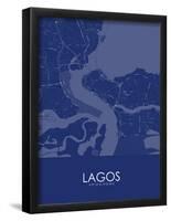 Lagos, Nigeria Blue Map-null-Framed Poster