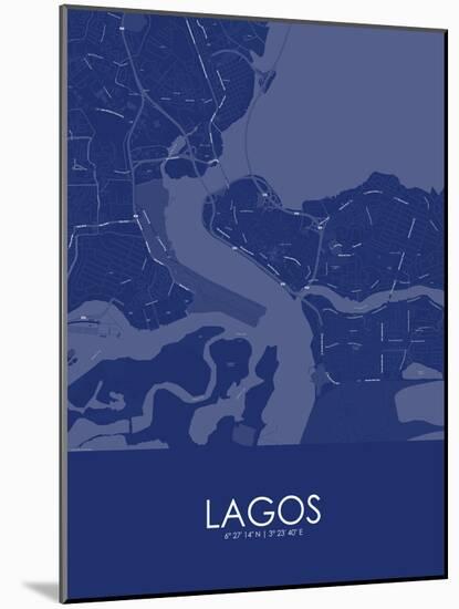 Lagos, Nigeria Blue Map-null-Mounted Poster