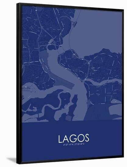 Lagos, Nigeria Blue Map-null-Framed Poster