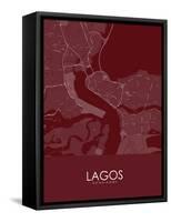 Lagos, Nigeria Red Map-null-Framed Stretched Canvas