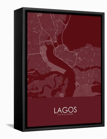 Lagos, Nigeria Red Map-null-Framed Stretched Canvas