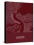 Lagos, Nigeria Red Map-null-Stretched Canvas