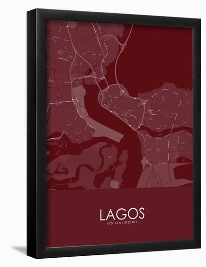 Lagos, Nigeria Red Map-null-Framed Poster