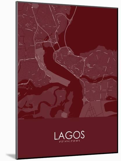 Lagos, Nigeria Red Map-null-Mounted Poster