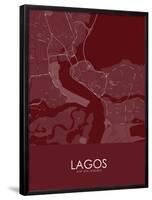 Lagos, Nigeria Red Map-null-Framed Poster