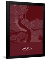 Lagos, Nigeria Red Map-null-Framed Poster