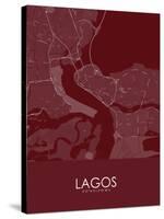 Lagos, Nigeria Red Map-null-Stretched Canvas