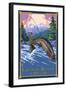 Lagrande, Oregon - Fly Fishing-Lantern Press-Framed Art Print