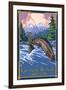 Lagrande, Oregon - Fly Fishing-Lantern Press-Framed Art Print