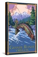 Lagrande, Oregon - Fly Fishing-Lantern Press-Stretched Canvas
