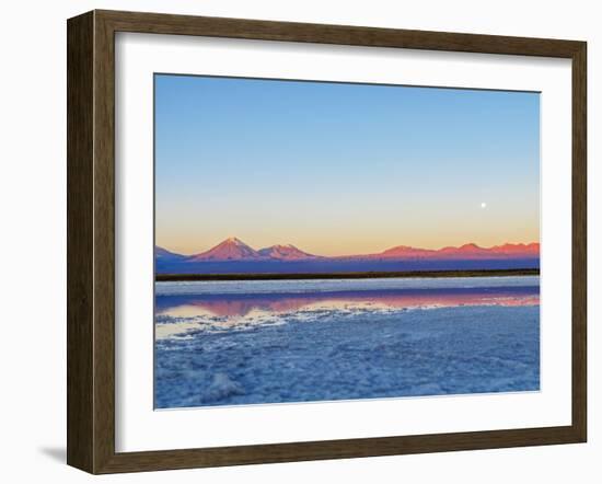 Laguna Baltinache at sunset, Salar de Atacama, Antofagasta Region, Chile, South America-Karol Kozlowski-Framed Photographic Print