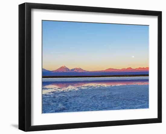 Laguna Baltinache at sunset, Salar de Atacama, Antofagasta Region, Chile, South America-Karol Kozlowski-Framed Photographic Print