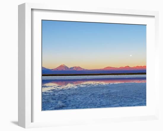 Laguna Baltinache at sunset, Salar de Atacama, Antofagasta Region, Chile, South America-Karol Kozlowski-Framed Photographic Print