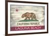 Laguna Beach, California - California State Flag - Barnwood Painting-Lantern Press-Framed Premium Giclee Print