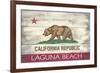 Laguna Beach, California - California State Flag - Barnwood Painting-Lantern Press-Framed Premium Giclee Print