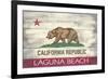 Laguna Beach, California - California State Flag - Barnwood Painting-Lantern Press-Framed Premium Giclee Print