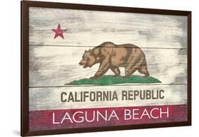 Laguna Beach, California - California State Flag - Barnwood Painting-Lantern Press-Framed Art Print