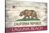 Laguna Beach, California - California State Flag - Barnwood Painting-Lantern Press-Stretched Canvas