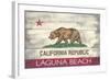 Laguna Beach, California - California State Flag - Barnwood Painting-Lantern Press-Framed Art Print