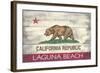 Laguna Beach, California - California State Flag - Barnwood Painting-Lantern Press-Framed Art Print