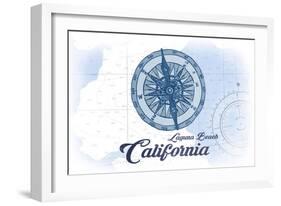 Laguna Beach, California - Compass - Blue - Coastal Icon-Lantern Press-Framed Art Print