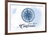 Laguna Beach, California - Compass - Blue - Coastal Icon-Lantern Press-Framed Art Print