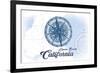 Laguna Beach, California - Compass - Blue - Coastal Icon-Lantern Press-Framed Art Print