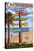 Laguna Beach, California - Destination Sign-Lantern Press-Stretched Canvas