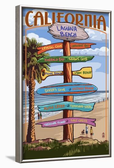 Laguna Beach, California - Destination Signpost-Lantern Press-Framed Art Print