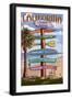 Laguna Beach, California - Destination Signpost-Lantern Press-Framed Art Print