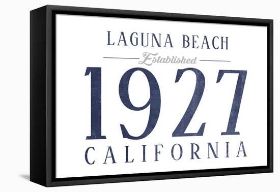 Laguna Beach, California - Established Date (Blue)-Lantern Press-Framed Stretched Canvas