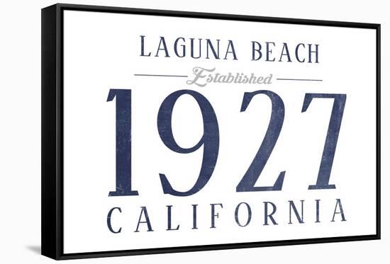 Laguna Beach, California - Established Date (Blue)-Lantern Press-Framed Stretched Canvas