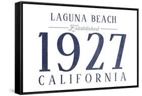 Laguna Beach, California - Established Date (Blue)-Lantern Press-Framed Stretched Canvas