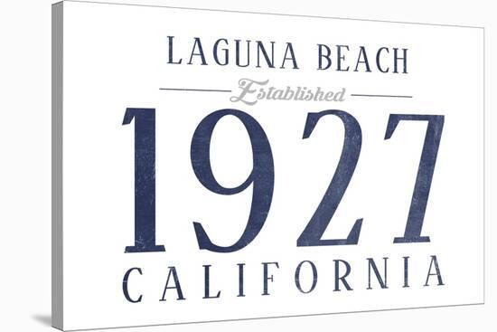 Laguna Beach, California - Established Date (Blue)-Lantern Press-Stretched Canvas