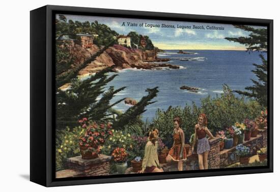 Laguna Beach, California - Girls Enjoying a Vista of Laguna Shores-Lantern Press-Framed Stretched Canvas