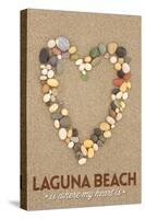 Laguna Beach, California Is Where My Heart Is - Stone Heart on Sand-Lantern Press-Stretched Canvas