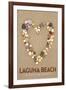 Laguna Beach, California Is Where My Heart Is - Stone Heart on Sand-Lantern Press-Framed Art Print