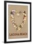 Laguna Beach, California Is Where My Heart Is - Stone Heart on Sand-Lantern Press-Framed Art Print