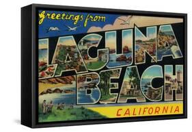 Laguna Beach, California - Large Letter Scenes-Lantern Press-Framed Stretched Canvas