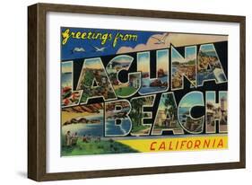 Laguna Beach, California - Large Letter Scenes-Lantern Press-Framed Art Print