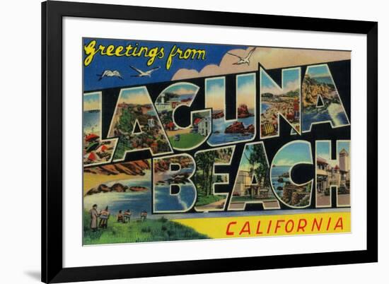 Laguna Beach, California - Large Letter Scenes-Lantern Press-Framed Premium Giclee Print