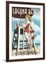 Laguna Beach, California - Lifeguard Pinup-Lantern Press-Framed Art Print