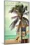 Laguna Beach, California - Lifeguard Shack and Palm-Lantern Press-Mounted Art Print