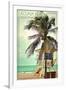 Laguna Beach, California - Lifeguard Shack and Palm-Lantern Press-Framed Art Print