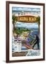 Laguna Beach, California - Montage Scenes-Lantern Press-Framed Art Print