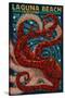 Laguna Beach, California - Octopus Mosaic-Lantern Press-Stretched Canvas