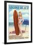 Laguna Beach, California - Pinup Surfer Girl-Lantern Press-Framed Art Print