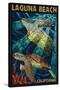 Laguna Beach, California - Sea Turtles - Mosaic-Lantern Press-Stretched Canvas