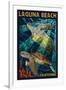 Laguna Beach, California - Sea Turtles - Mosaic-Lantern Press-Framed Art Print