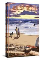 Laguna Beach, California - Sunset Beach Scene-Lantern Press-Stretched Canvas